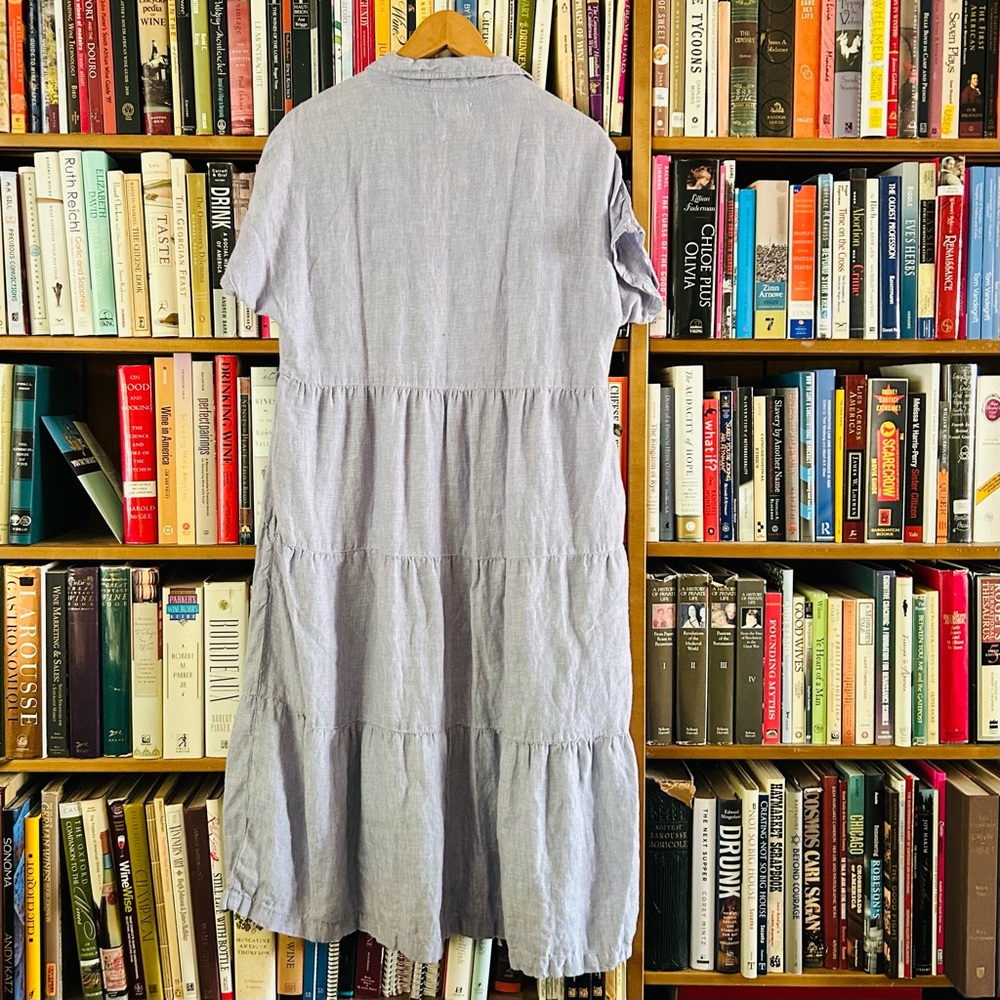 Cynthia Rowley 100% Linen Lavender Tiered A-line Button Down Shirt Dress, size M - Picture 10 of 10